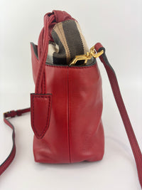 Military Red Leather & Bridle House Check Canvas Little Crush Crossbody