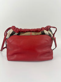 Military Red Leather & Bridle House Check Canvas Little Crush Crossbody