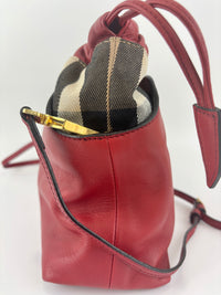 Military Red Leather & Bridle House Check Canvas Little Crush Crossbody