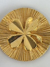 Vintage Textured "Lava" CC Pendant Long Chain Necklace (c. Early 1990s, 24K Gold-Plated Heavy Chain)