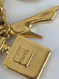 Vintage Textured "Lava" CC Pendant Long Chain Necklace (c. Early 1990s, 24K Gold-Plated Heavy Chain)