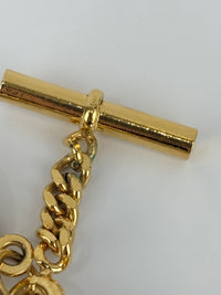 Vintage Textured "Lava" CC Pendant Long Chain Necklace (c. Early 1990s, 24K Gold-Plated Heavy Chain)