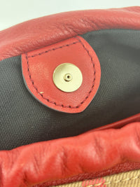 Military Red Leather & Bridle House Check Canvas Little Crush Crossbody