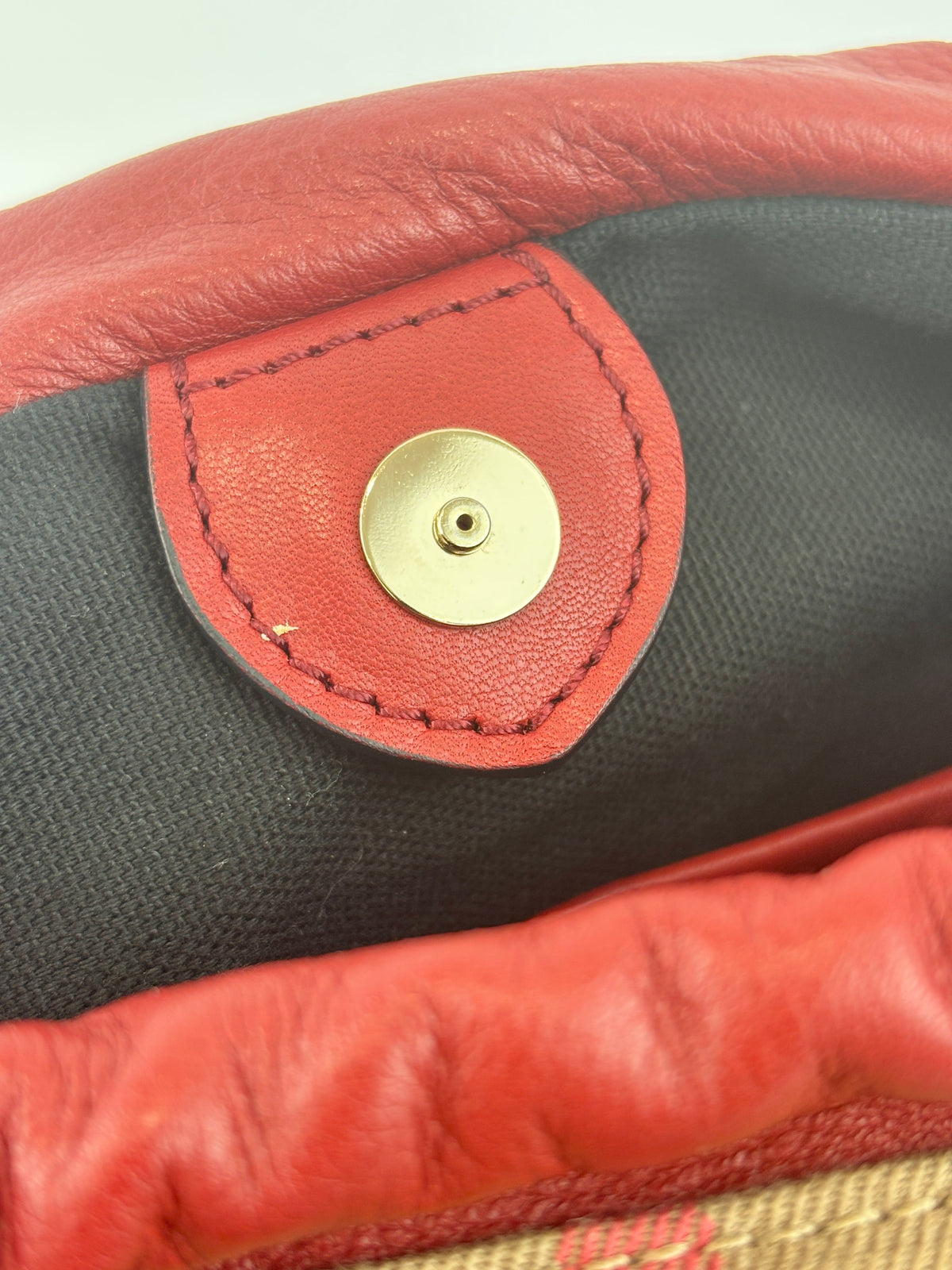 Military Red Leather & Bridle House Check Canvas Little Crush Crossbody