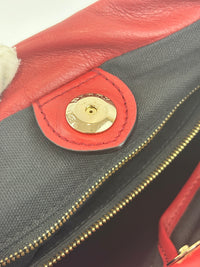 Military Red Leather & Bridle House Check Canvas Little Crush Crossbody