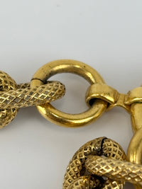 Vintage Textured "Lava" CC Pendant Long Chain Necklace (c. Early 1990s, 24K Gold-Plated Heavy Chain)
