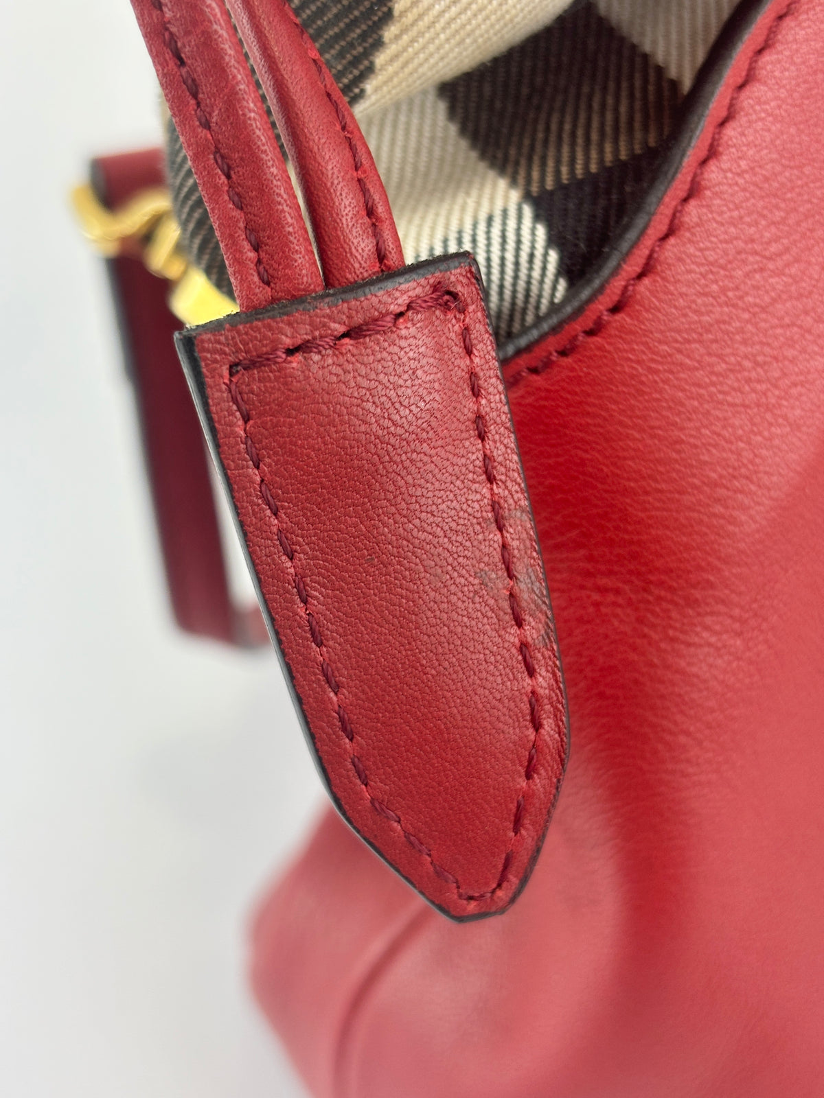 Military Red Leather & Bridle House Check Canvas Little Crush Crossbody
