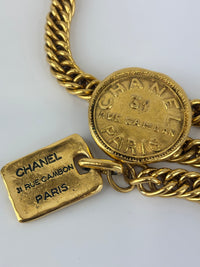 Vintage 31 Rue Cambon Medallion Chain Belt (24K Gold-Plated Heavy Chain & Embossed 31 Rue Cambon Medallion Coins)