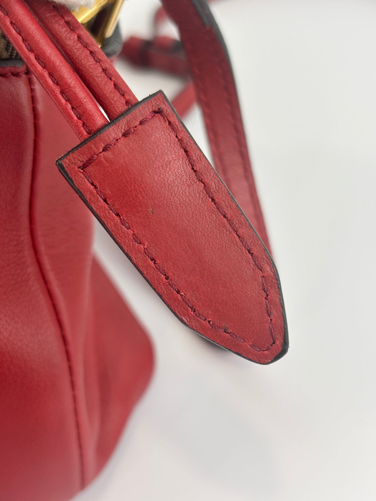Military Red Leather & Bridle House Check Canvas Little Crush Crossbody