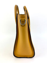 Yellow Drummed Leather Micro Nano Luggage Tote Bag