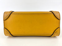 Yellow Drummed Leather Micro Nano Luggage Tote Bag