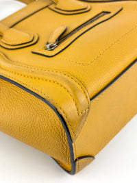 Yellow Drummed Leather Micro Nano Luggage Tote Bag