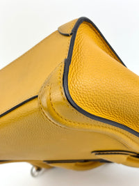 Yellow Drummed Leather Micro Nano Luggage Tote Bag