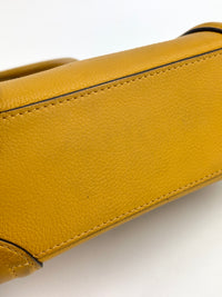 Yellow Drummed Leather Micro Nano Luggage Tote Bag
