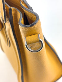 Yellow Drummed Leather Micro Nano Luggage Tote Bag