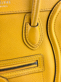 Yellow Drummed Leather Micro Nano Luggage Tote Bag