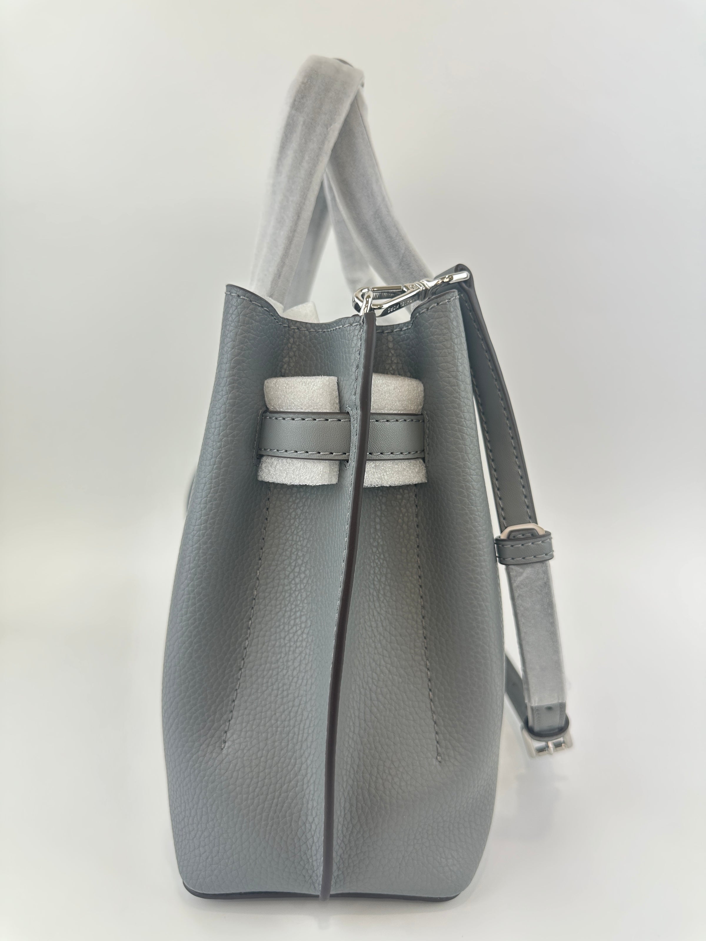 Emilia Medium Storm Pebbled Leather Satchel Bag