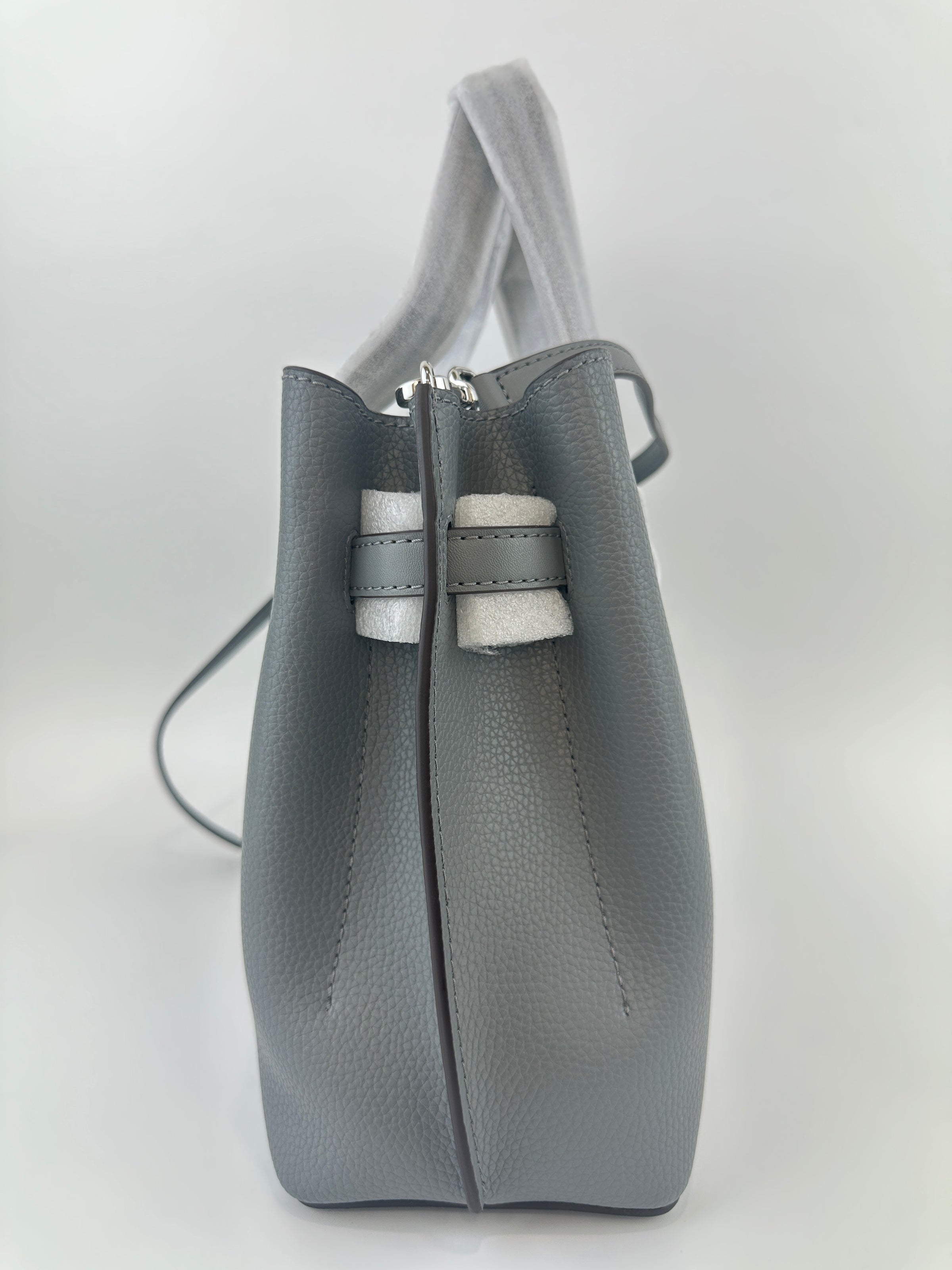 Emilia Medium Storm Pebbled Leather Satchel Bag