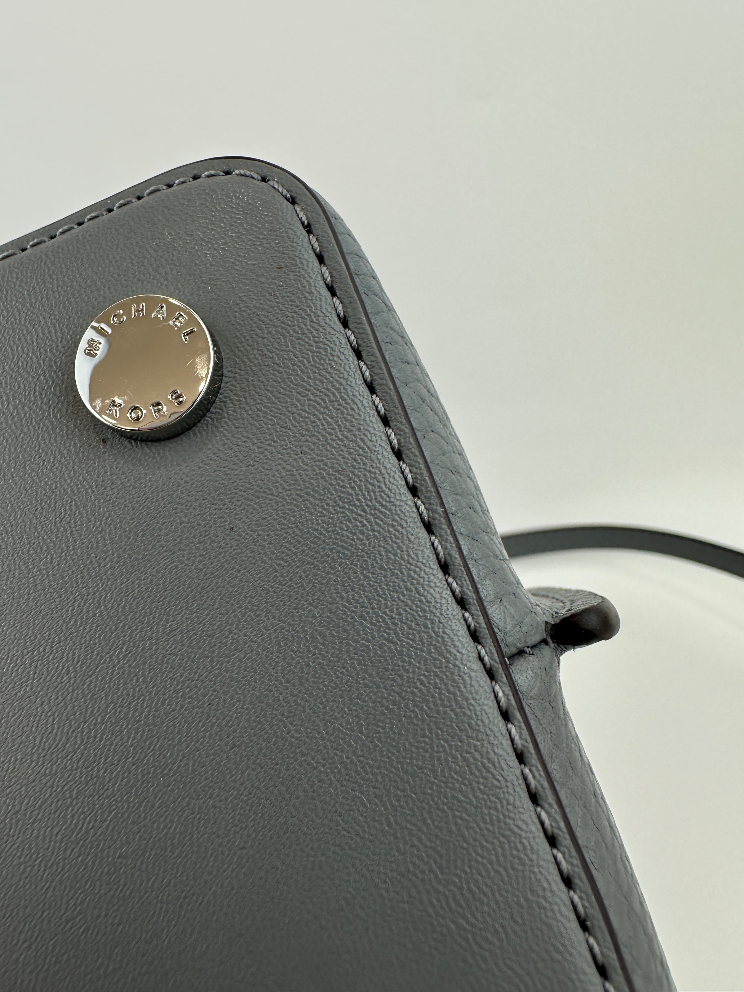 Emilia Medium Storm Pebbled Leather Satchel Bag