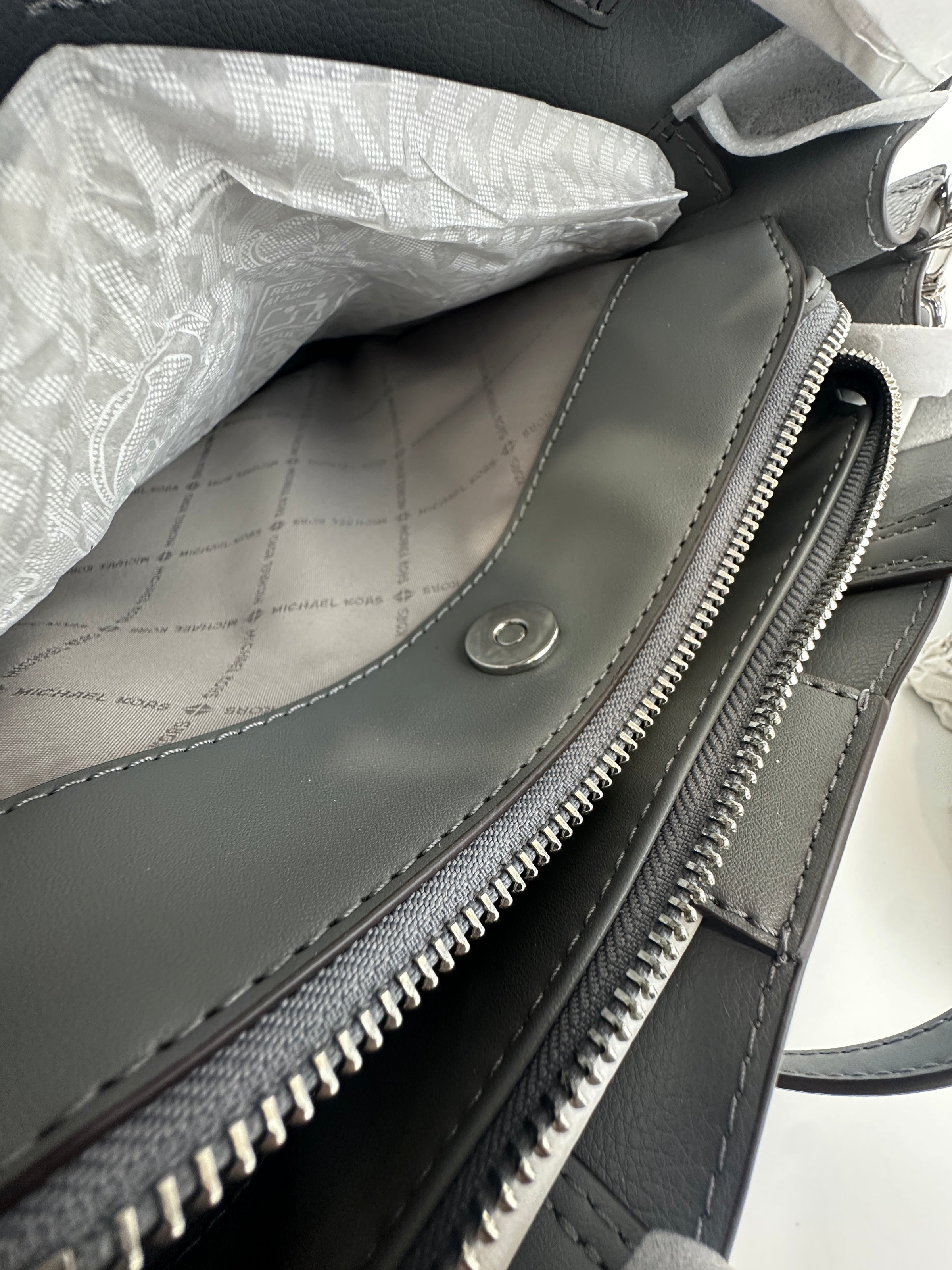 Emilia Medium Storm Pebbled Leather Satchel Bag