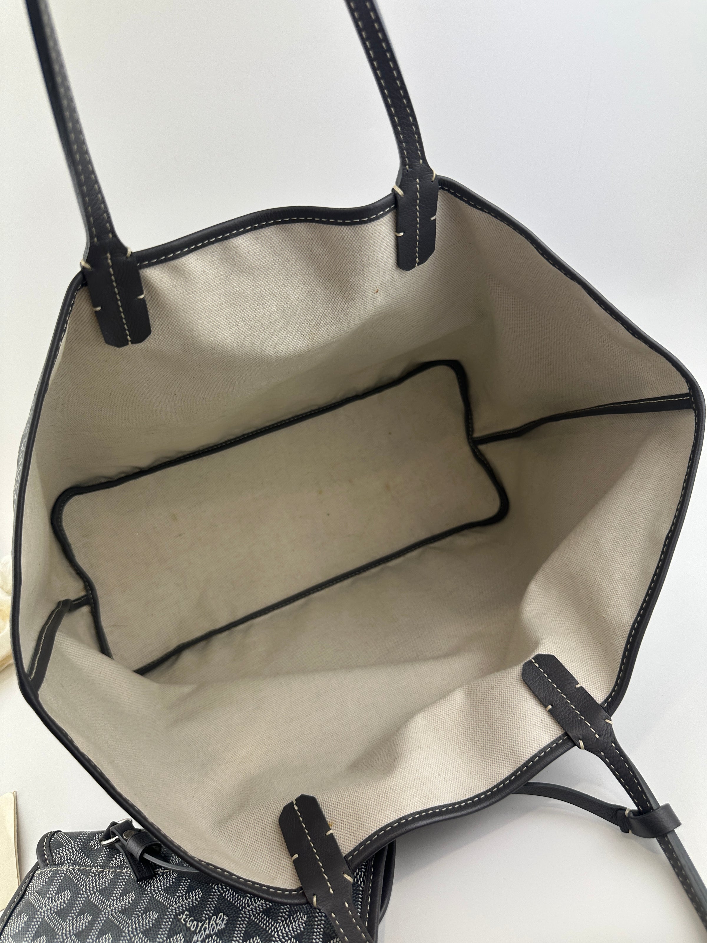 Saint Louis Grey Goyardine Canvas PM Tote Bag