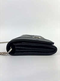 Diorama Wallet On Chain in Black Calfskin SHW - Glampot