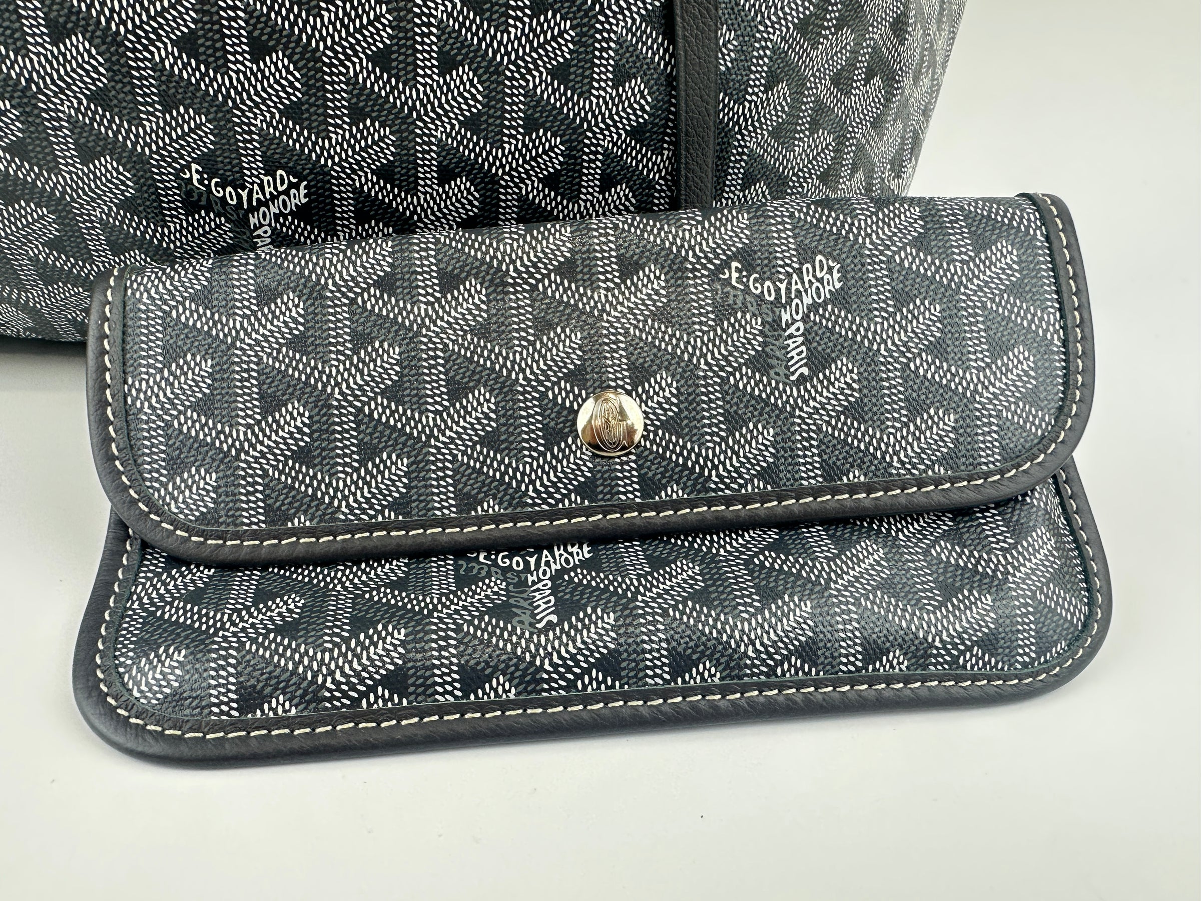 Saint Louis Grey Goyardine Canvas PM Tote Bag