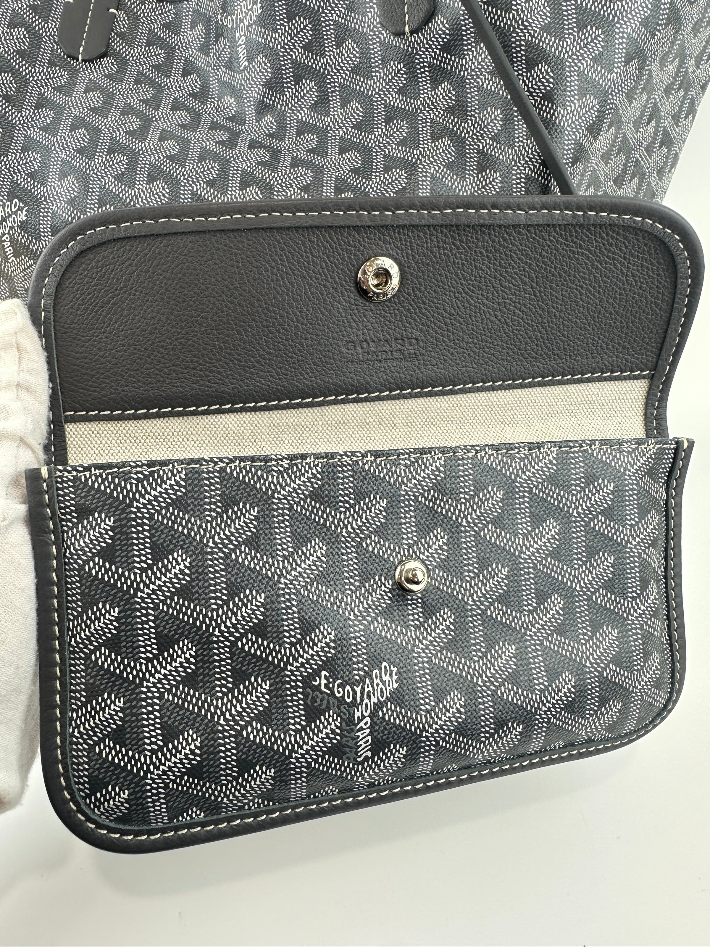 Saint Louis Grey Goyardine Canvas PM Tote Bag