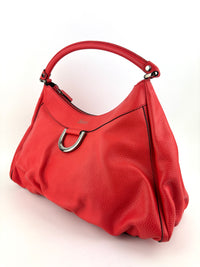 327786 Red Leather Large D-Ring Hobo Bag