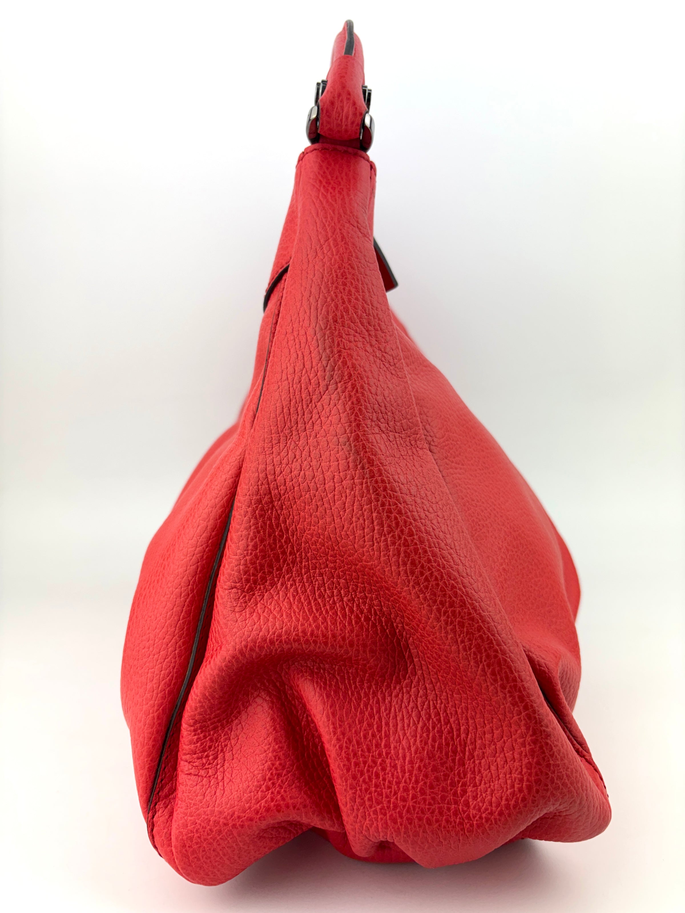327786 Red Leather Large D-Ring Hobo Bag