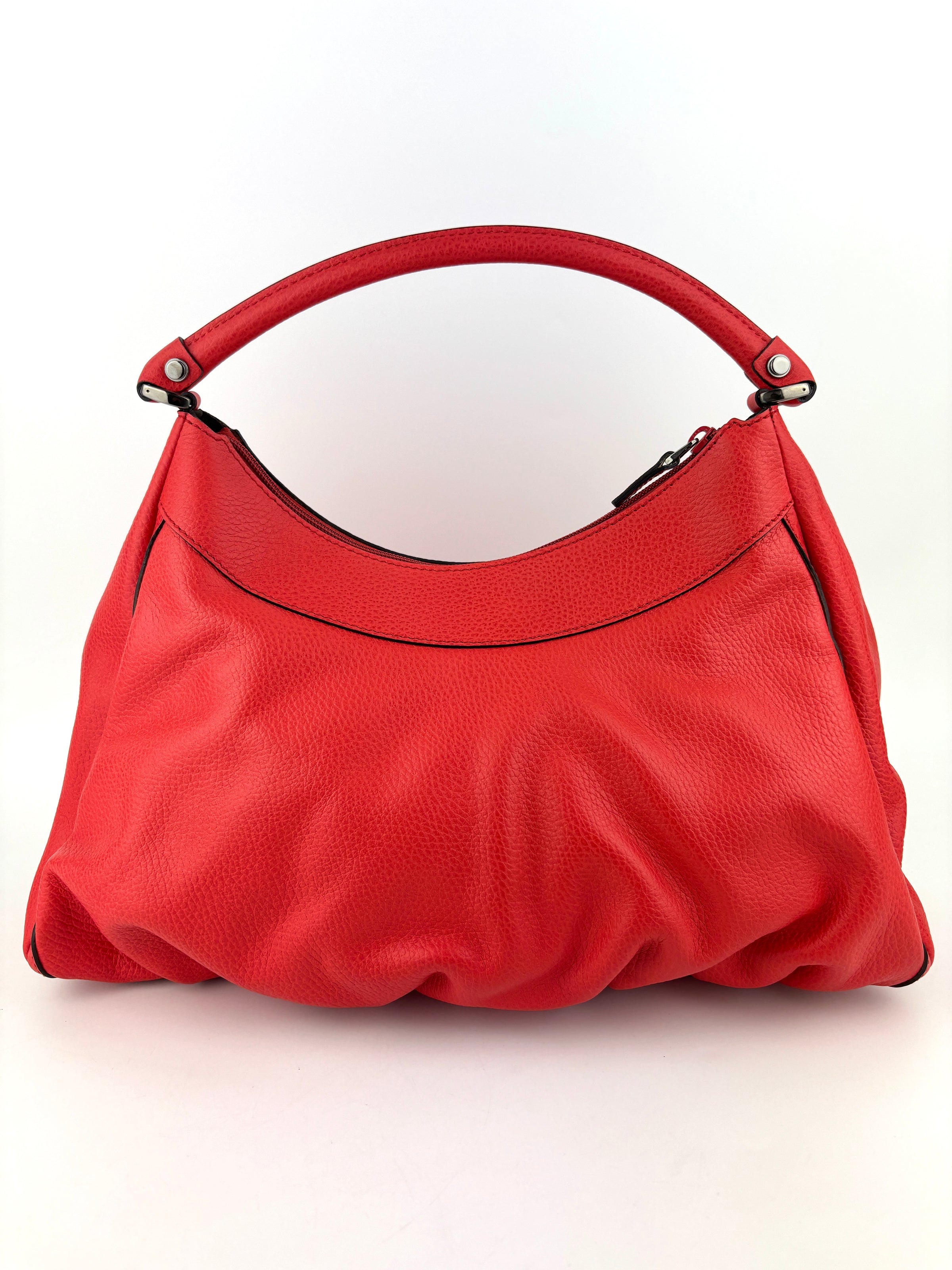 327786 Red Leather Large D-Ring Hobo Bag