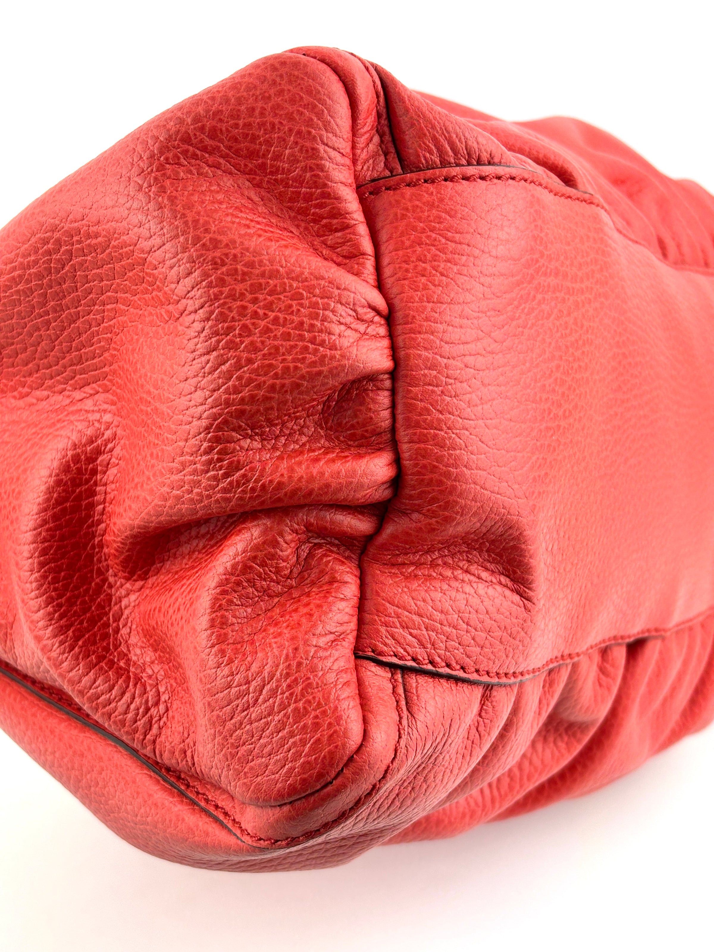 327786 Red Leather Large D-Ring Hobo Bag