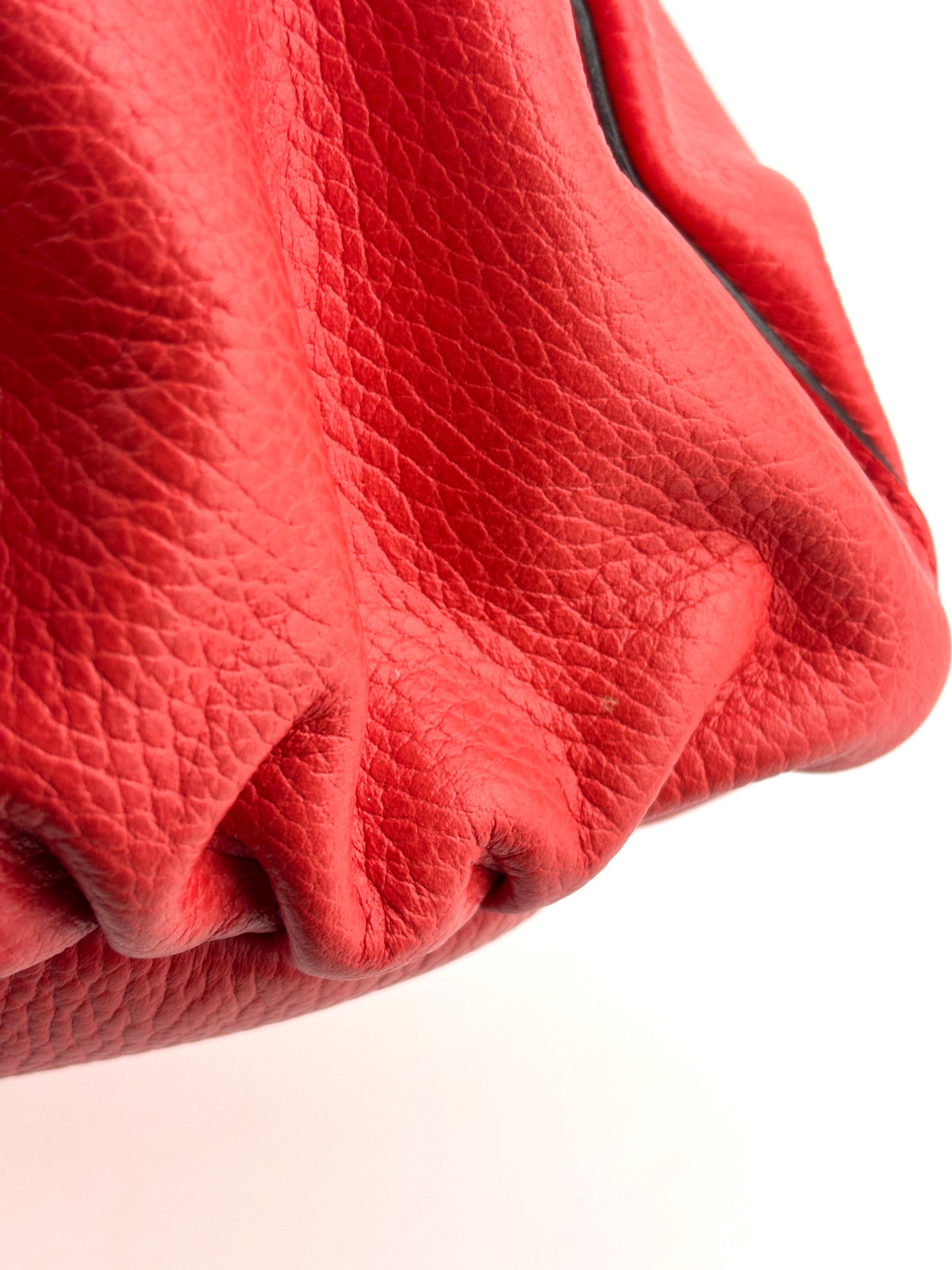 327786 Red Leather Large D-Ring Hobo Bag