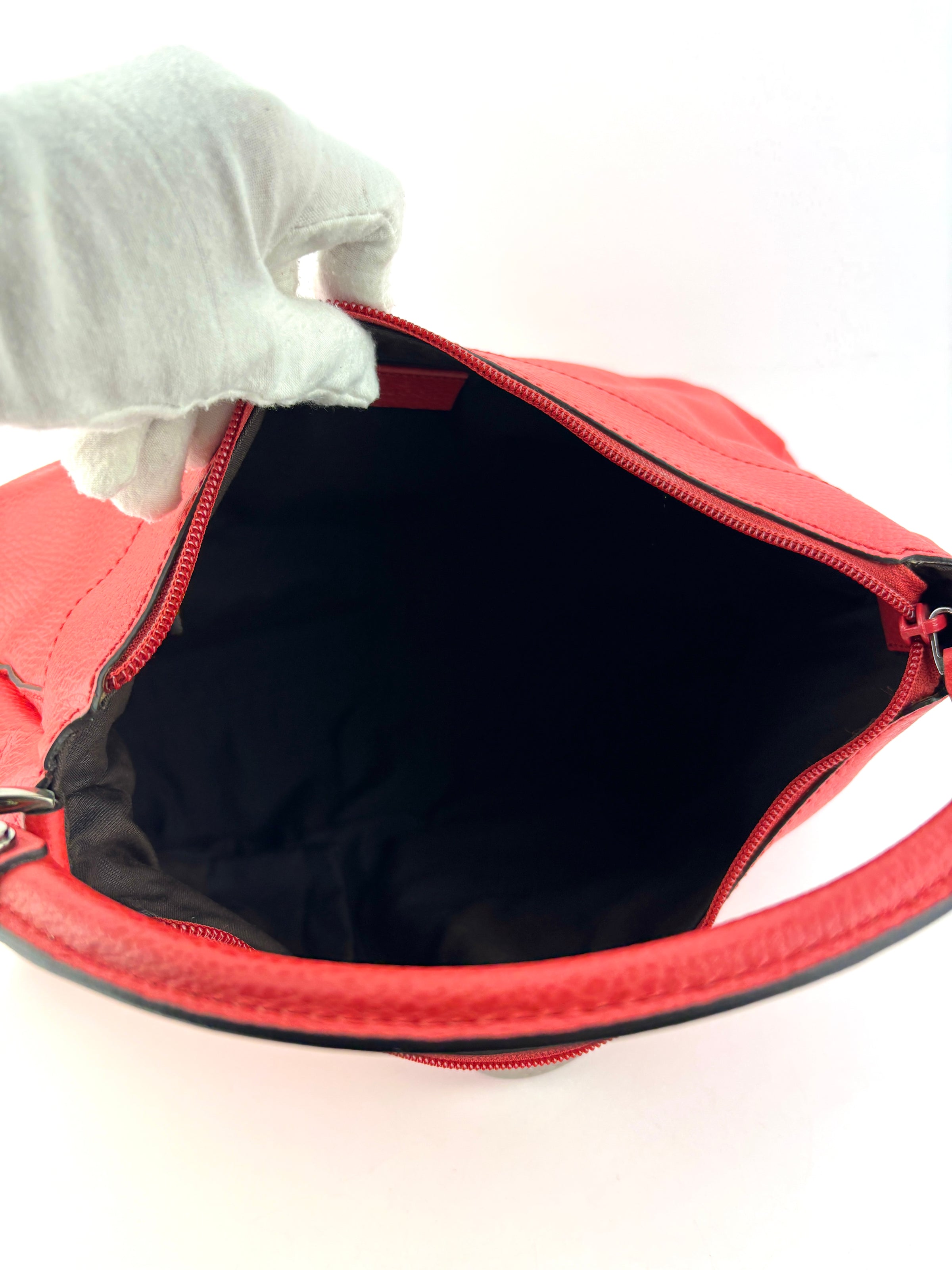 327786 Red Leather Large D-Ring Hobo Bag