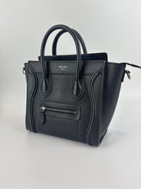 Nano Luggage Tote Black Pebbled Calfskin