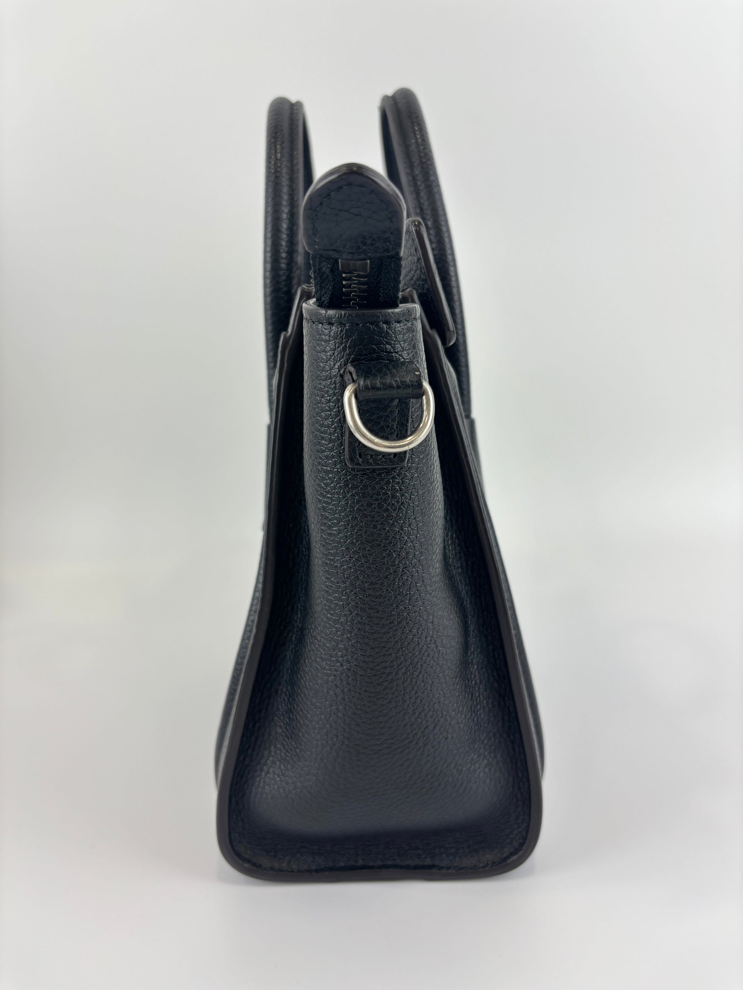 Nano Luggage Tote Black Pebbled Calfskin