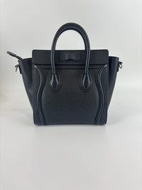 Nano Luggage Tote Black Pebbled Calfskin