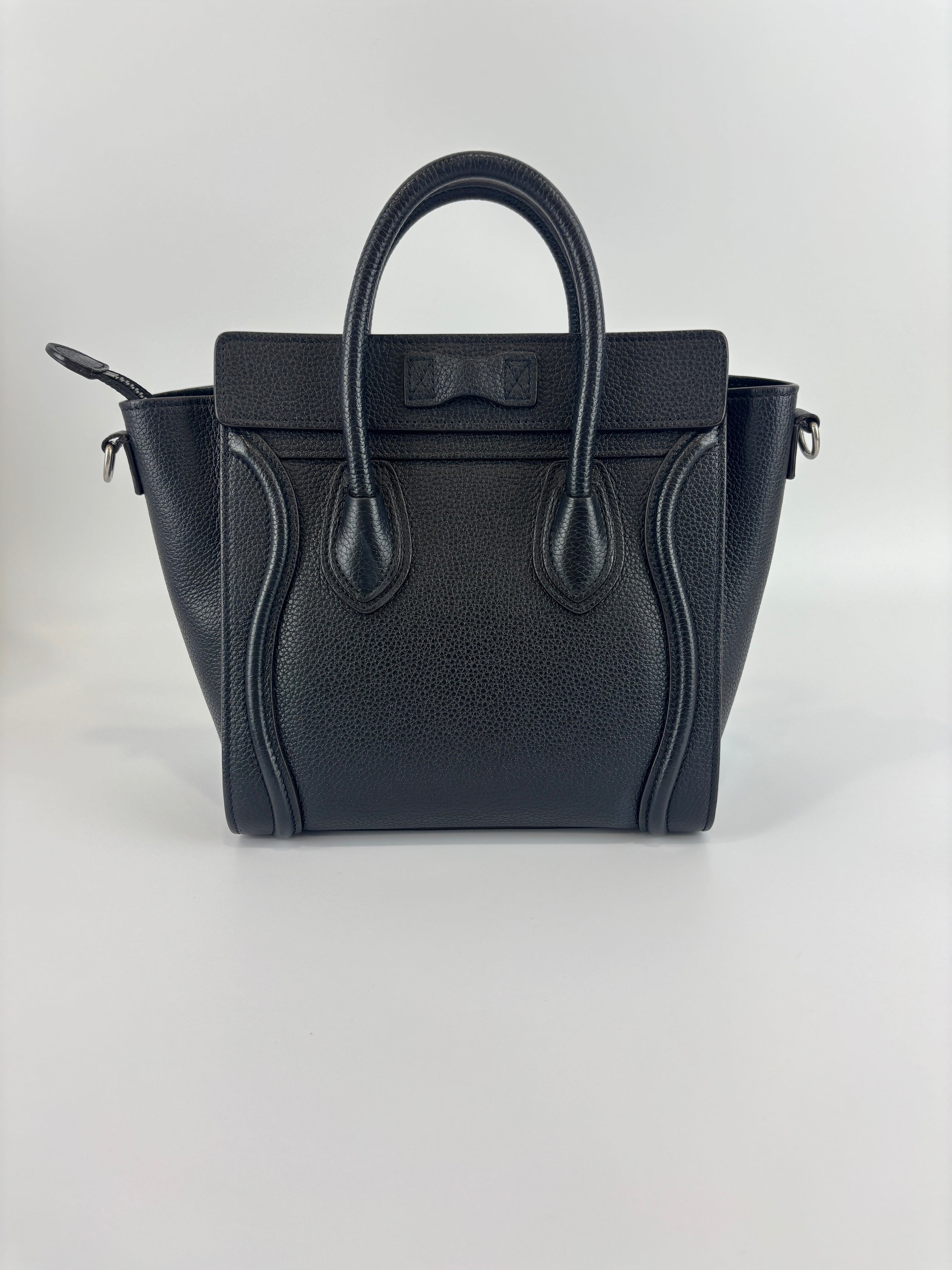 Nano Luggage Tote Black Pebbled Calfskin