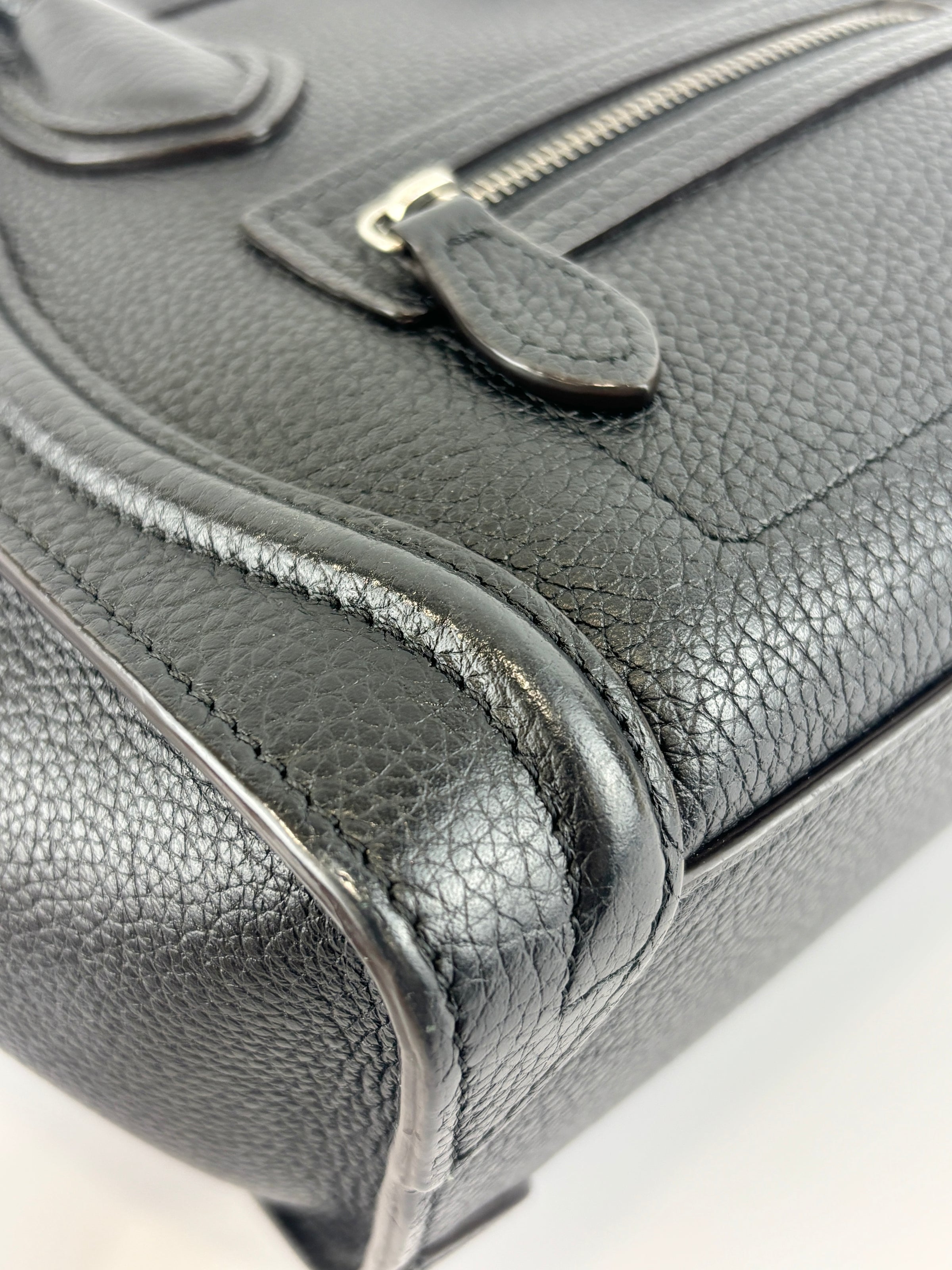 Nano Luggage Tote Black Pebbled Calfskin