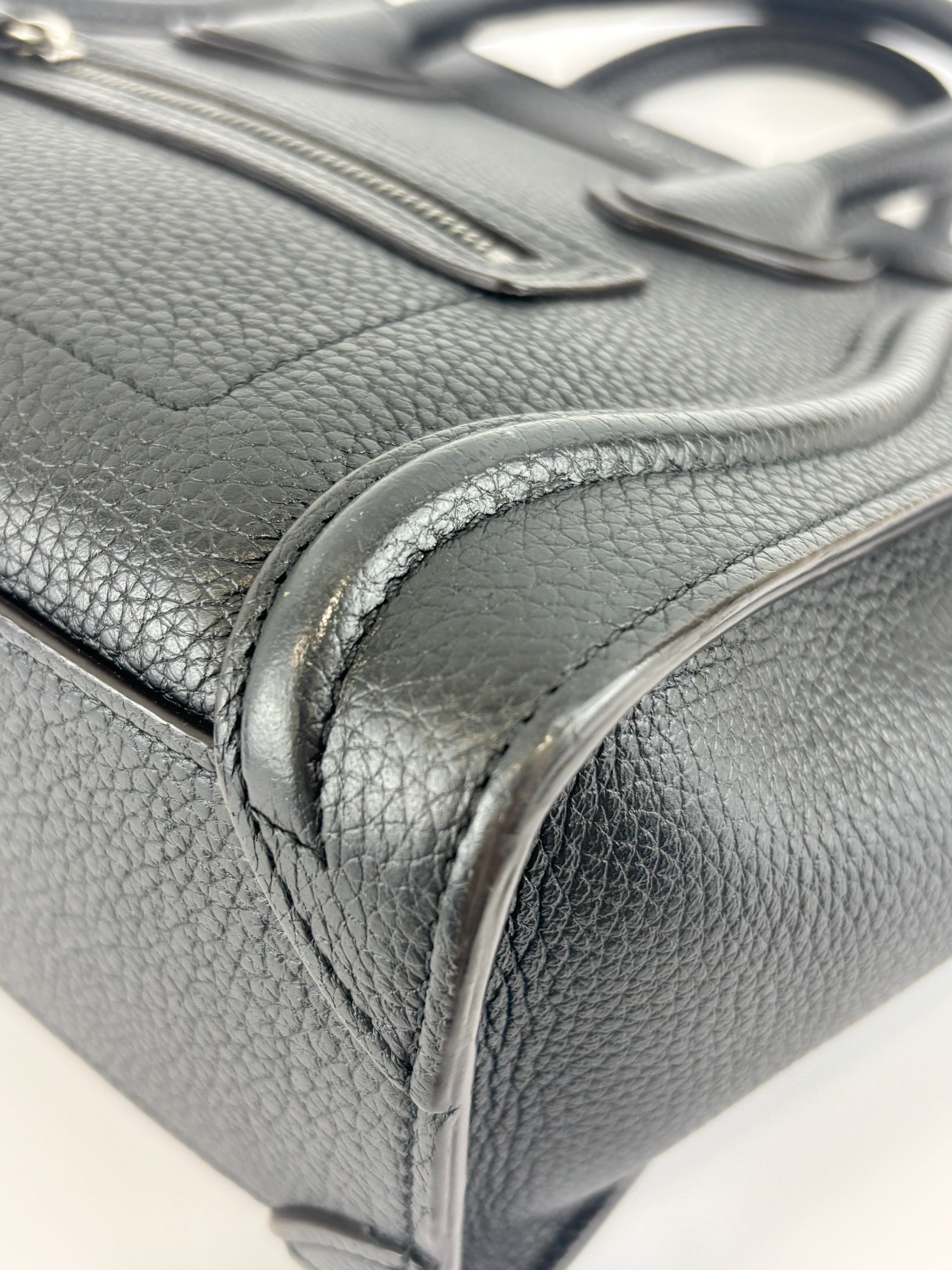 Nano Luggage Tote Black Pebbled Calfskin