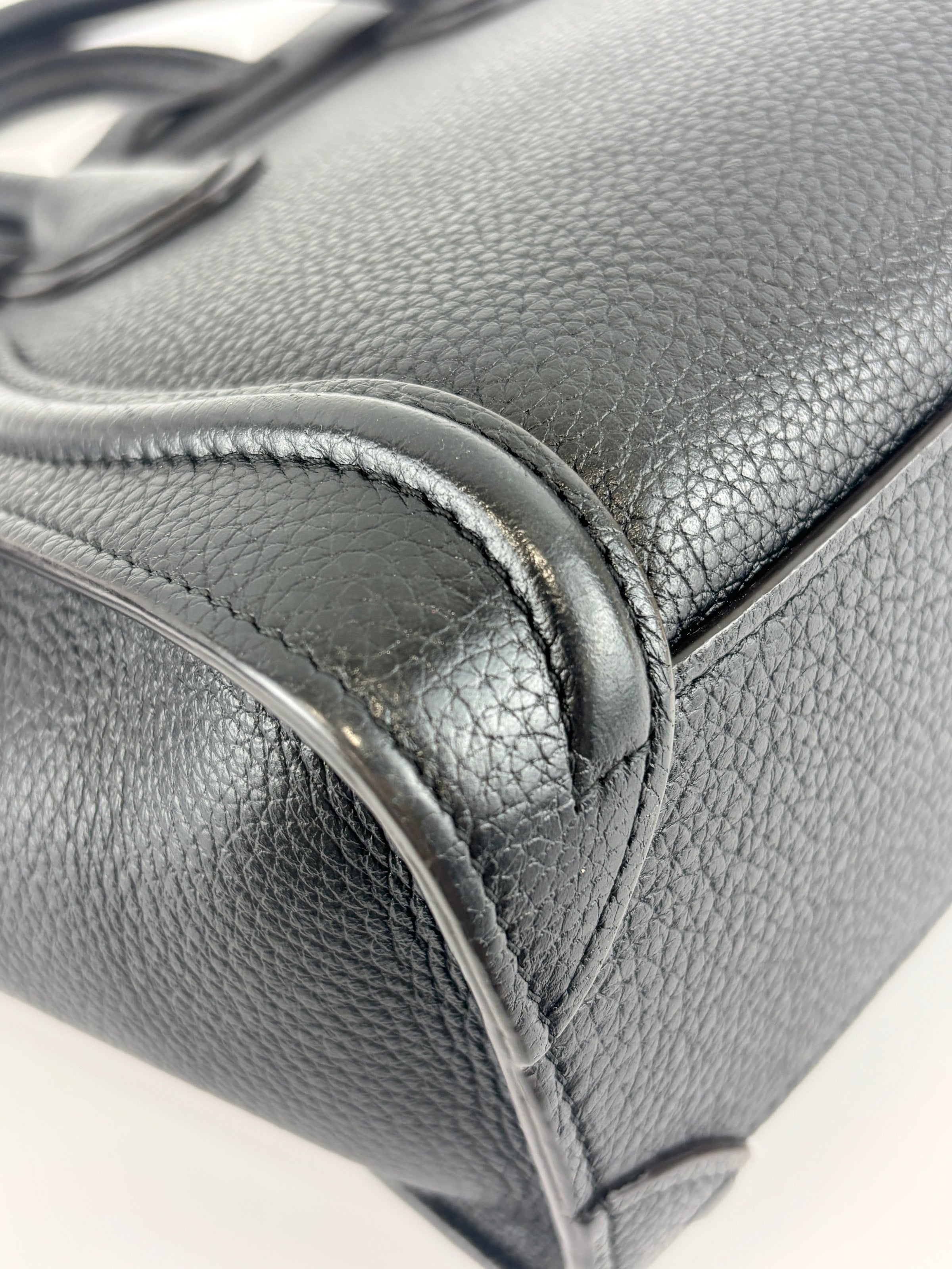 Nano Luggage Tote Black Pebbled Calfskin