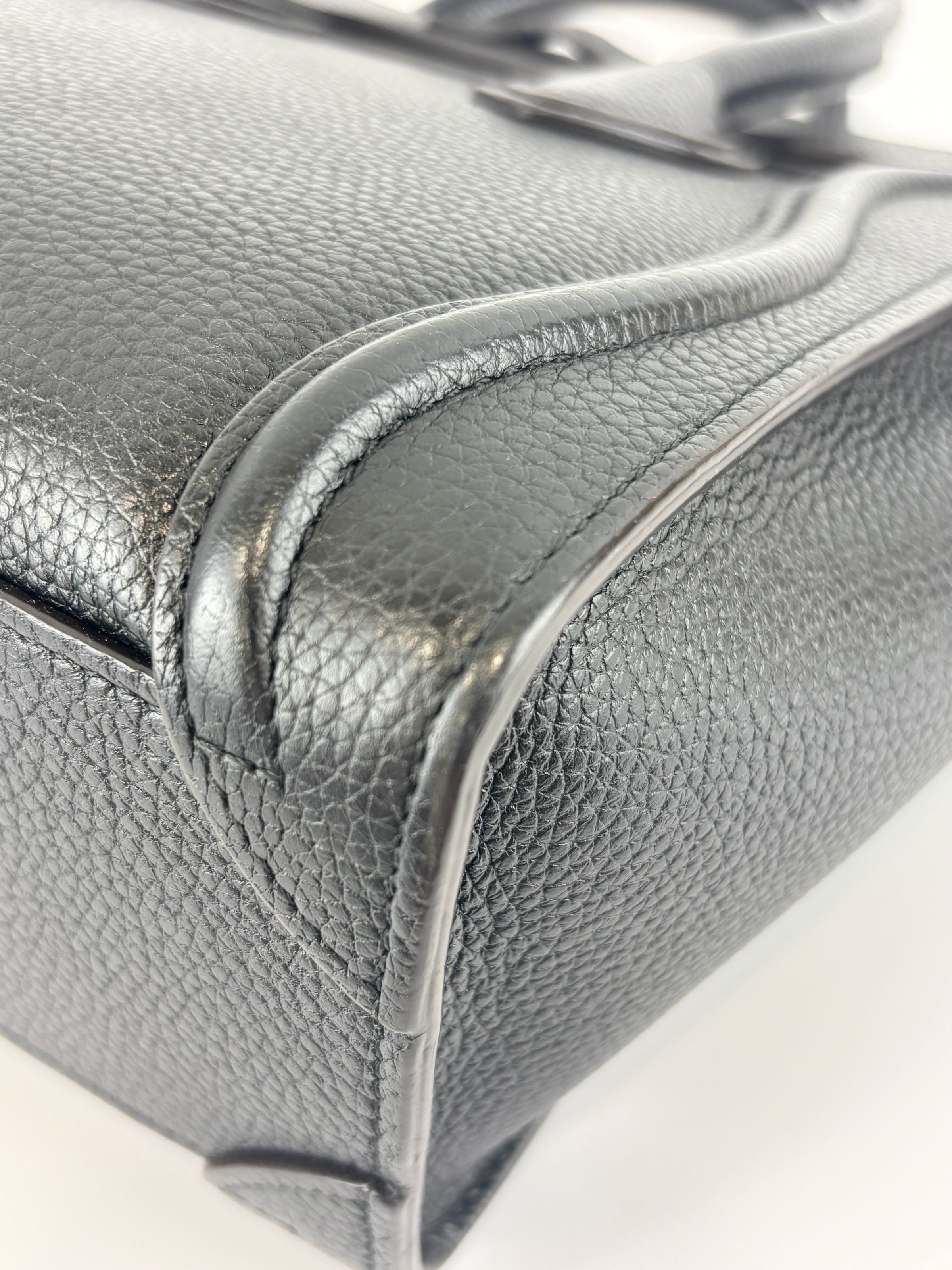 Nano Luggage Tote Black Pebbled Calfskin