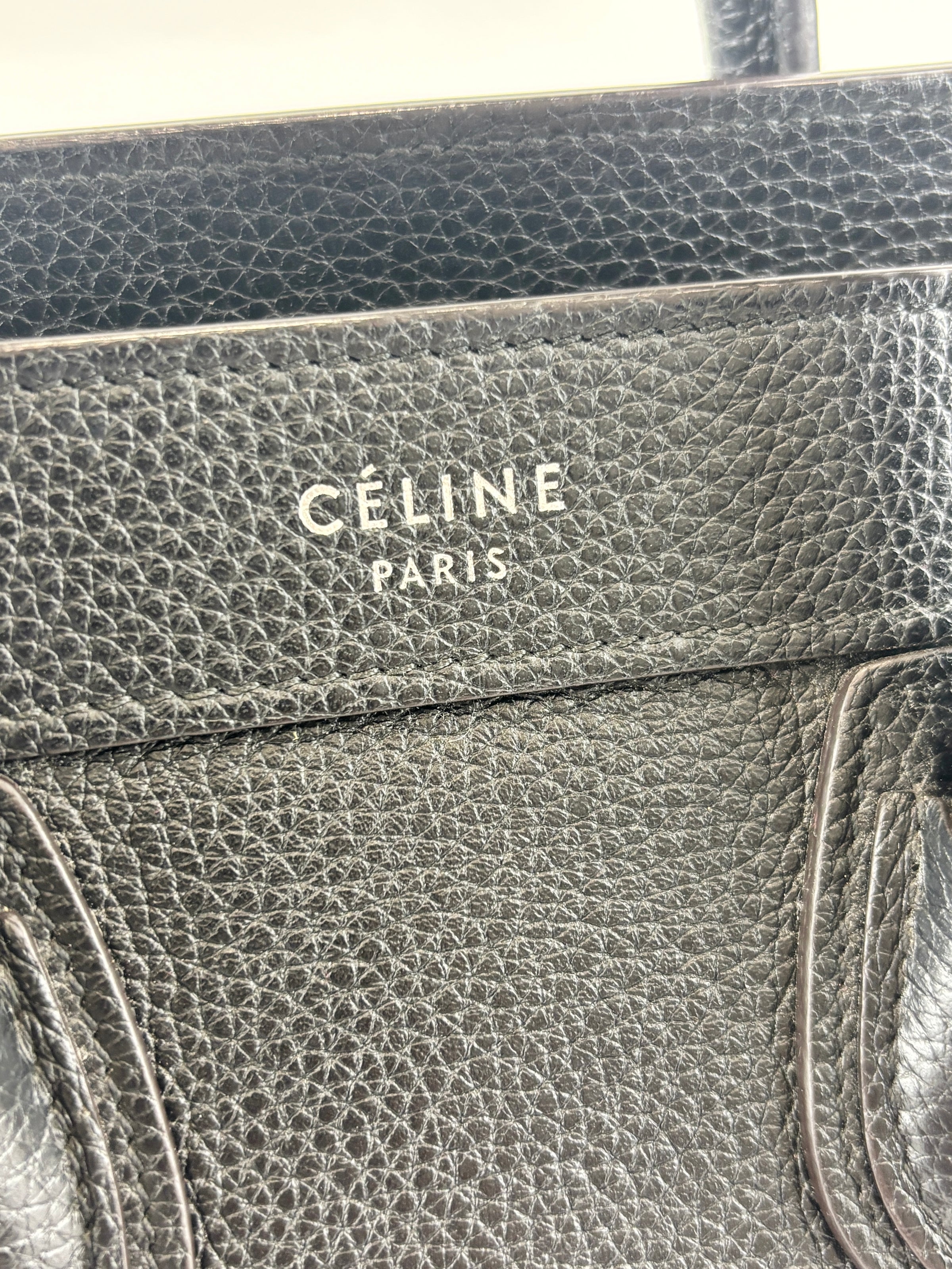 Nano Luggage Tote Black Pebbled Calfskin