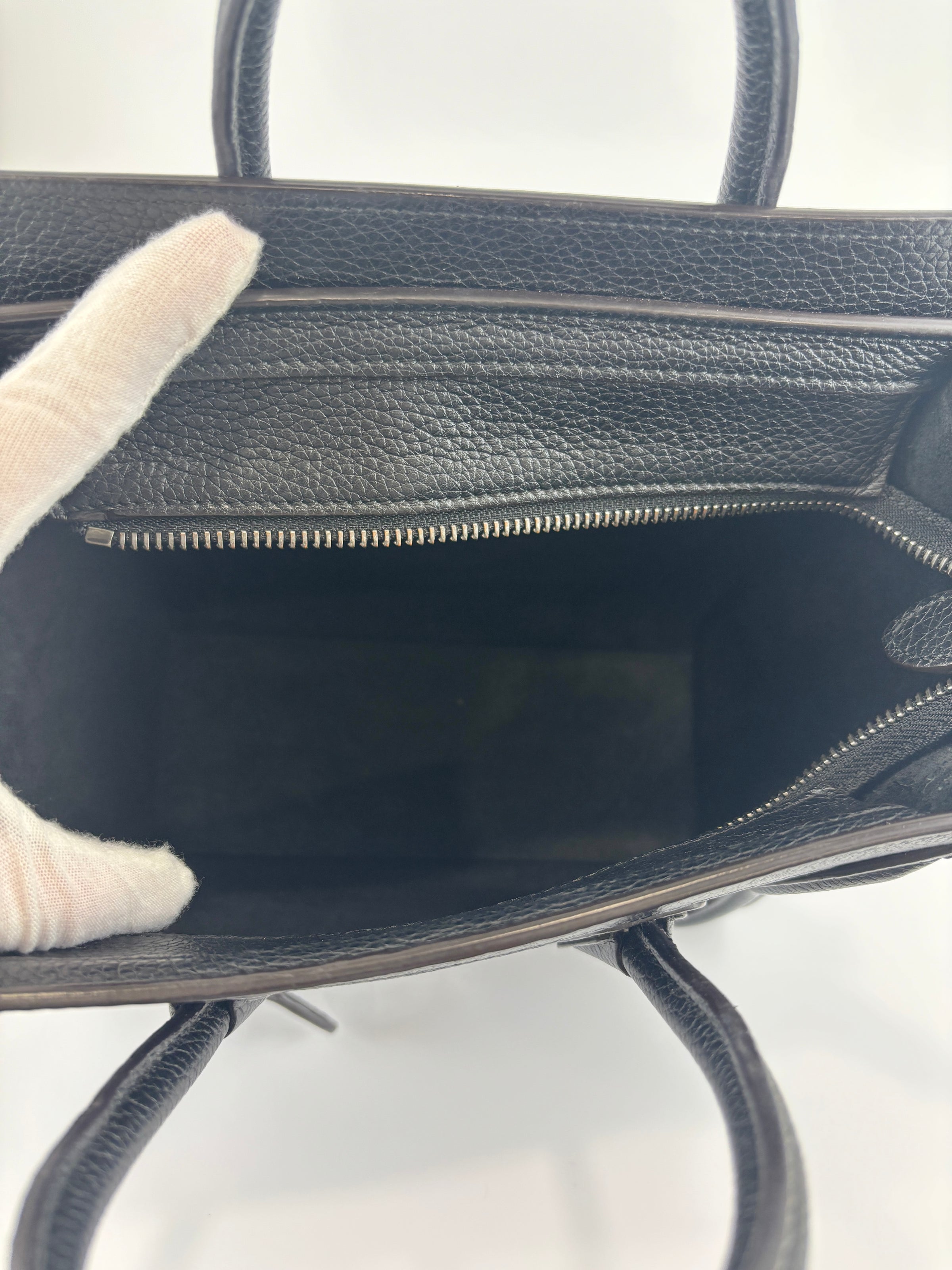 Nano Luggage Tote Black Pebbled Calfskin