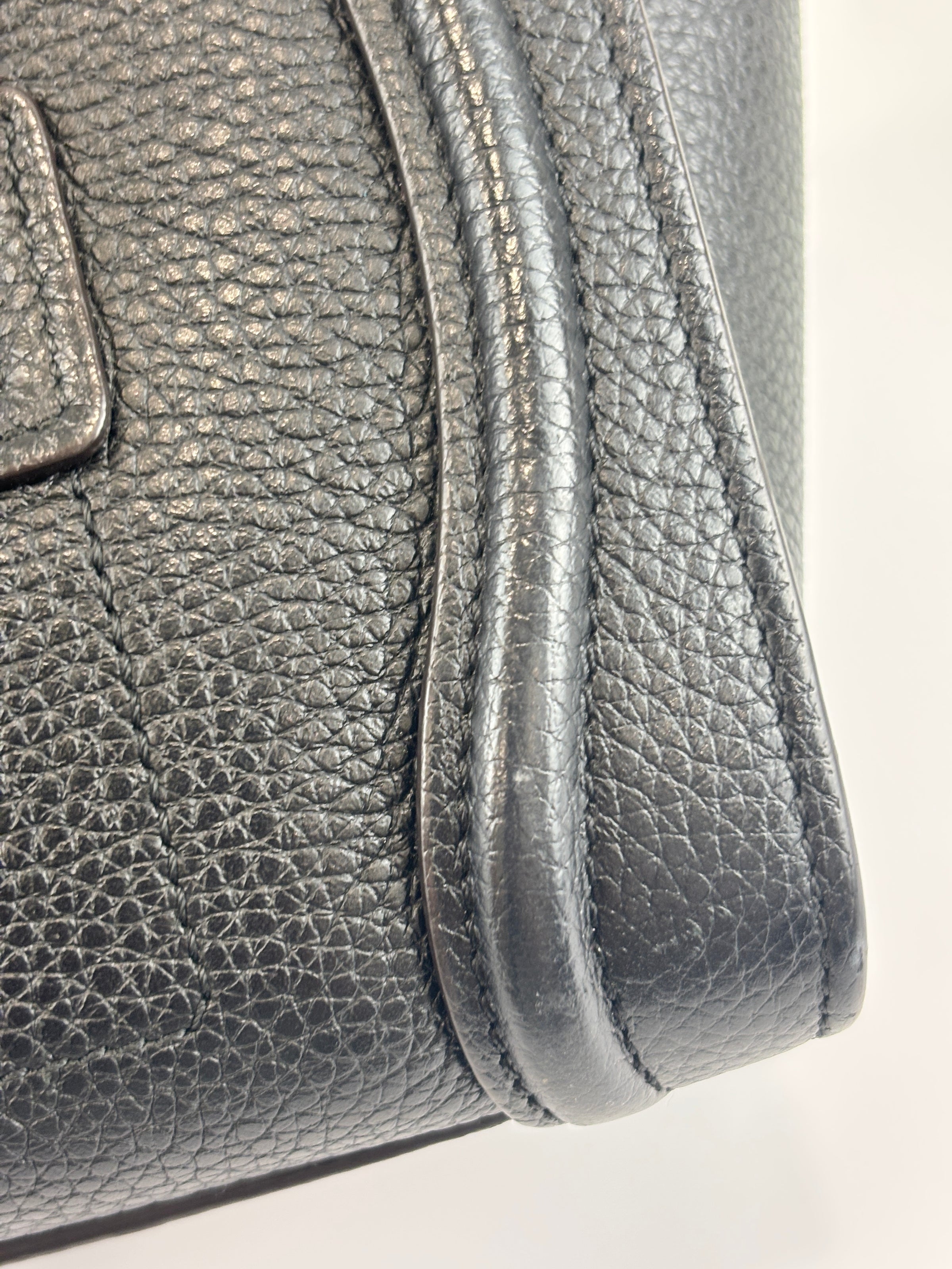 Nano Luggage Tote Black Pebbled Calfskin