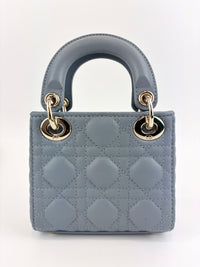 Micro Lady Dior Cannage Lambskin Leather Cloud Blue GHW - Glampot