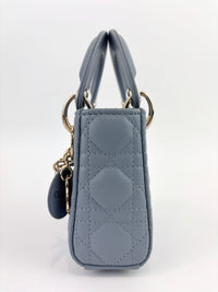 Micro Lady Dior Cannage Lambskin Leather Cloud Blue GHW - Glampot