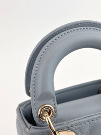 Micro Lady Dior Cannage Lambskin Leather Cloud Blue GHW - Glampot