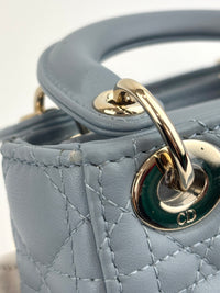 Micro Lady Dior Cannage Lambskin Leather Cloud Blue GHW - Glampot