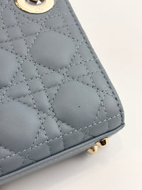 Micro Lady Dior Cannage Lambskin Leather Cloud Blue GHW - Glampot